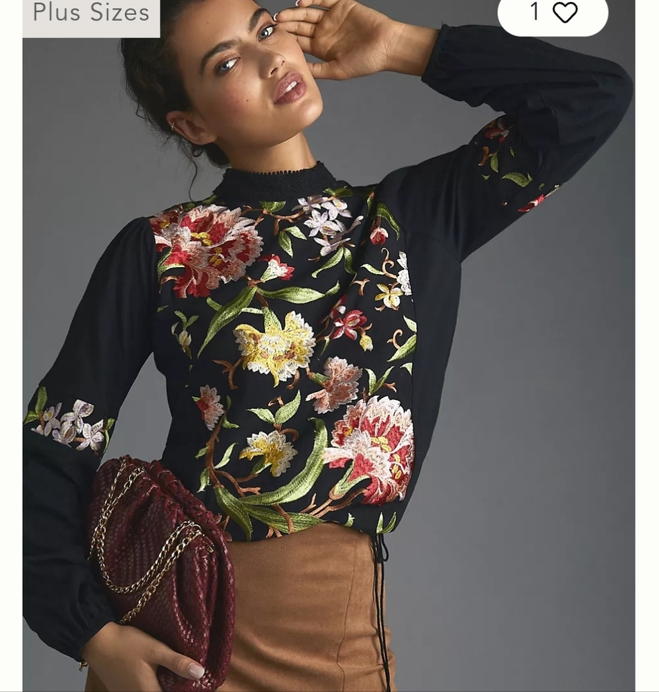 Tiny Embroidered Floral Knit Blouse